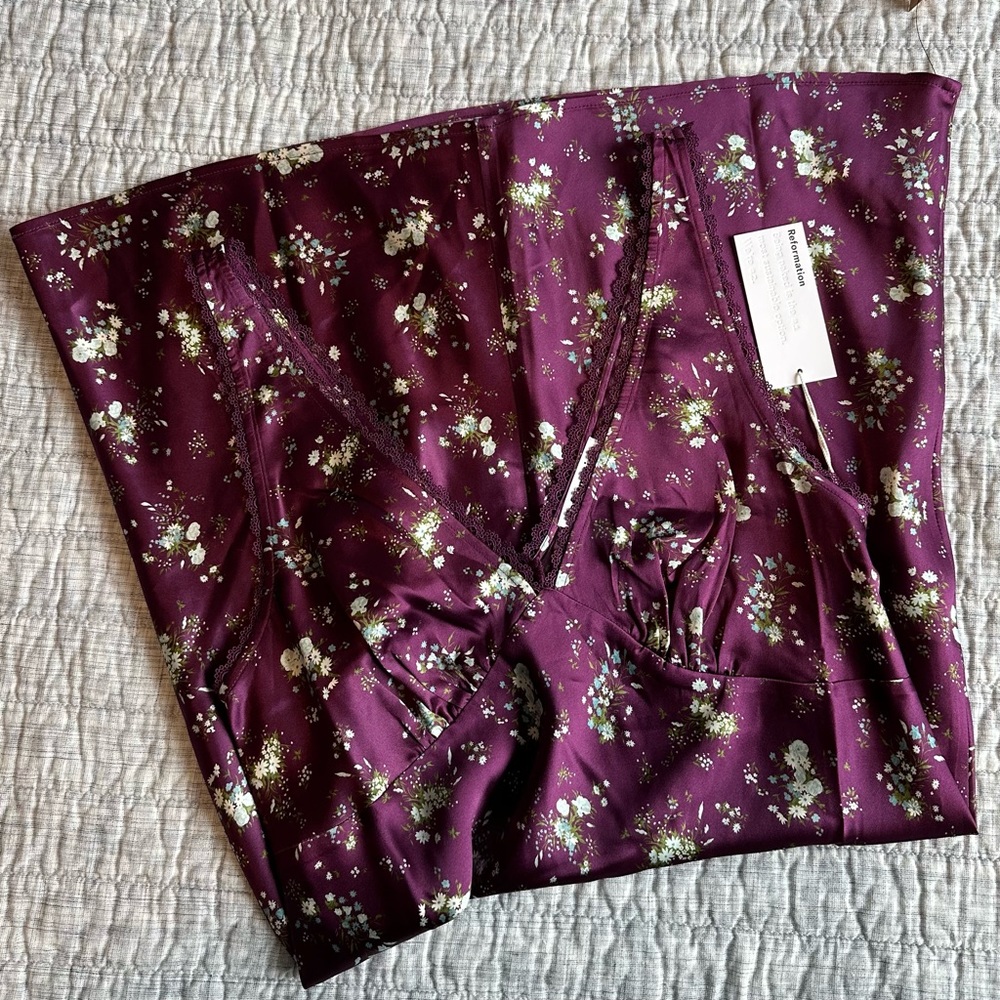 Reformation Floral Mini Dress in Burgundy and White